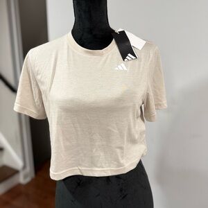 adidas Beige Crop Tee with Subtle Logo